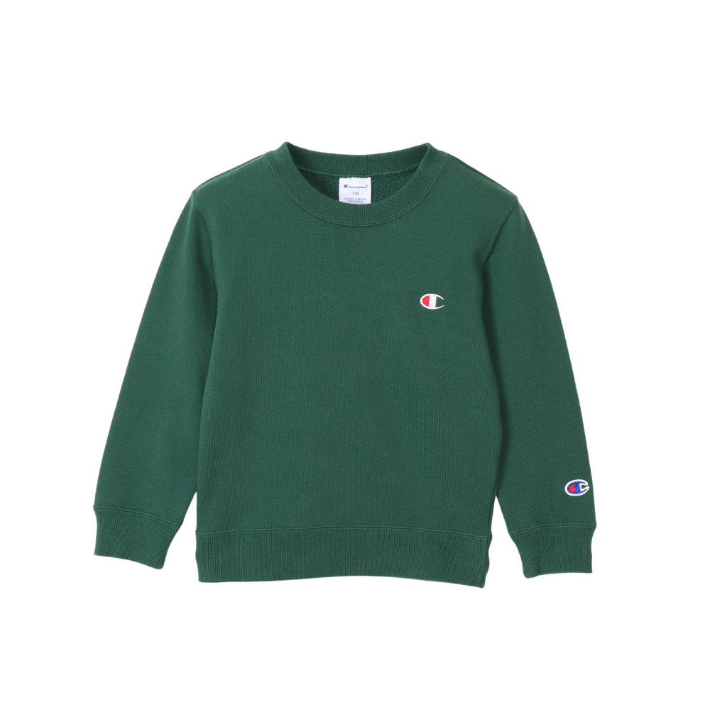 チャンピオン Champion ジュニア キッズ クルーネック スウェットシャツ 女の子 男の子 ベーシック 長袖 子供服 CY-T001(DGR-濃グリーン-130)