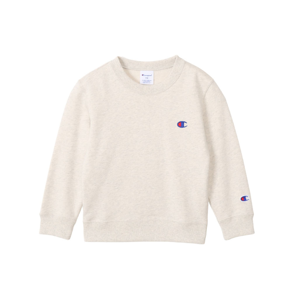 チャンピオン Champion ジュニア キッズ クルーネック スウェットシャツ 女の子 男の子 ベーシック 長袖 子供服 CY-T001(OM-オートミール-130)