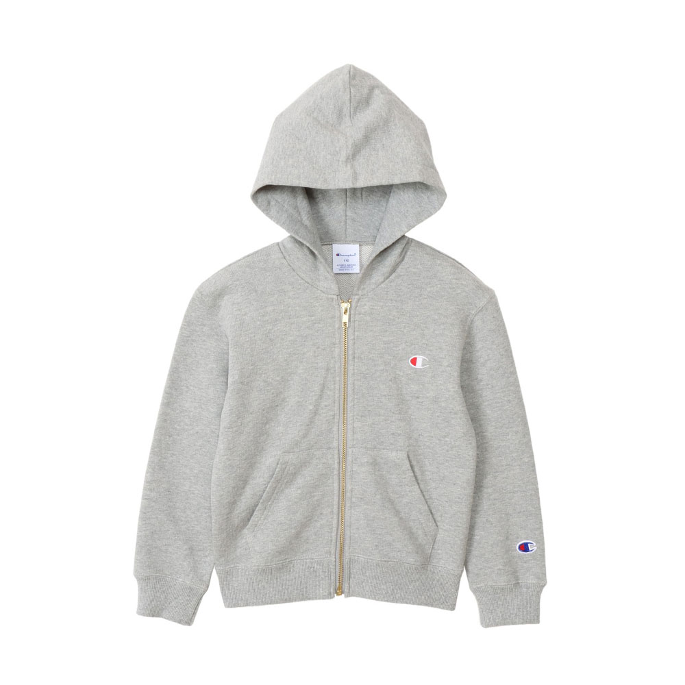 チャンピオン Champion キッズ ジュニア ジップフーデッド スウェットシャツ 女の子 男の子 ベーシック(HGY-杢グレー-130)