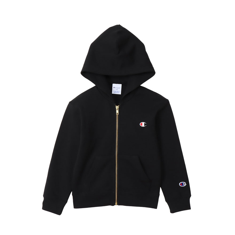 チャンピオン Champion キッズ ジュニア ジップフーデッド スウェットシャツ 女の子 男の子 ベーシック(BK-ブラック-130)