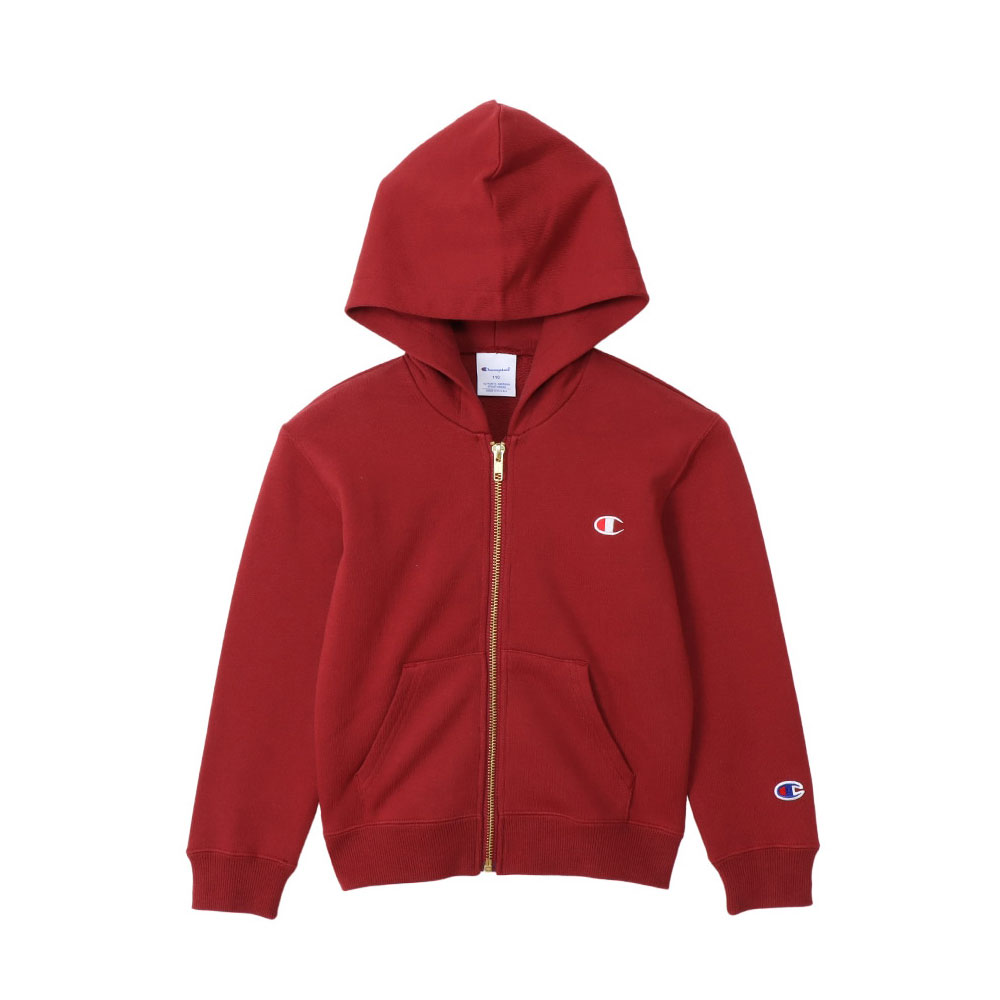 チャンピオン Champion キッズ ジュニア ジップフーデッド スウェットシャツ 女の子 男の子 ベーシック(BUR-バーガンディ-130)