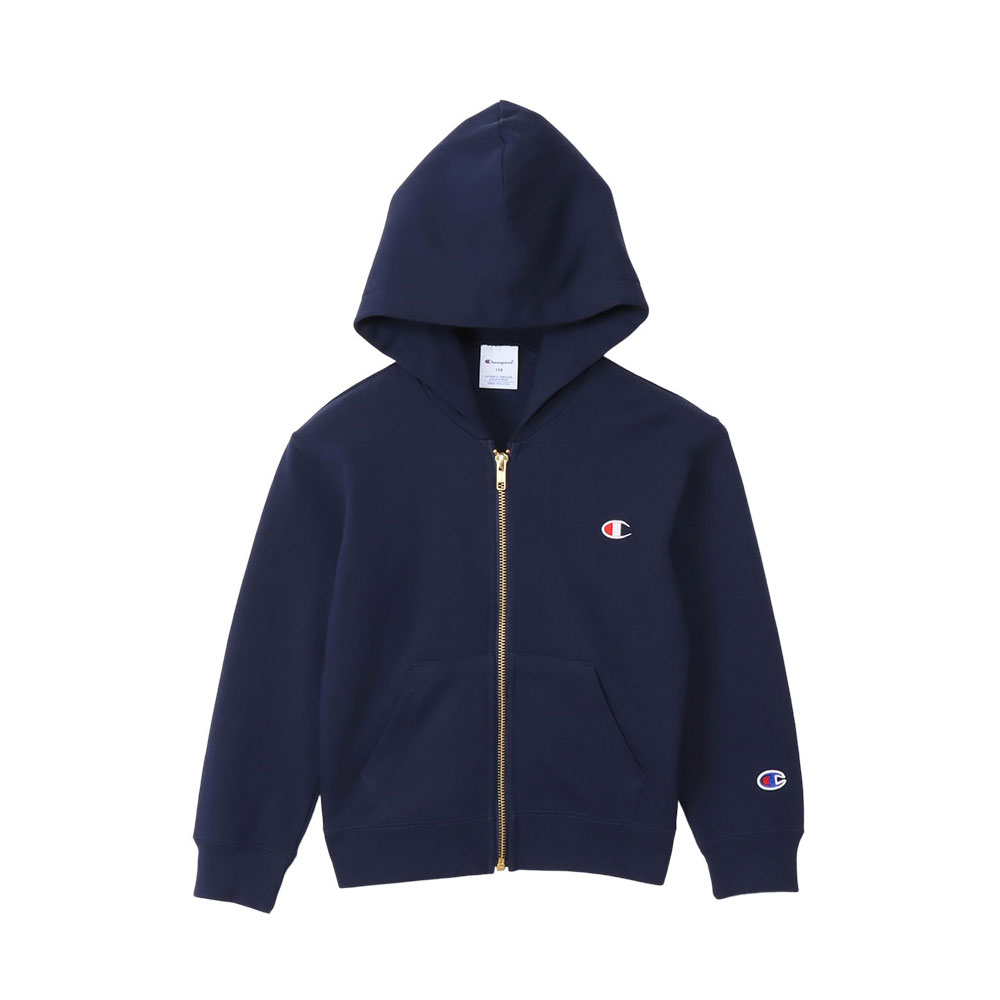 チャンピオン Champion キッズ ジュニア ジップフーデッド スウェットシャツ 女の子 男の子 ベーシック(NV-ネイビー-130)