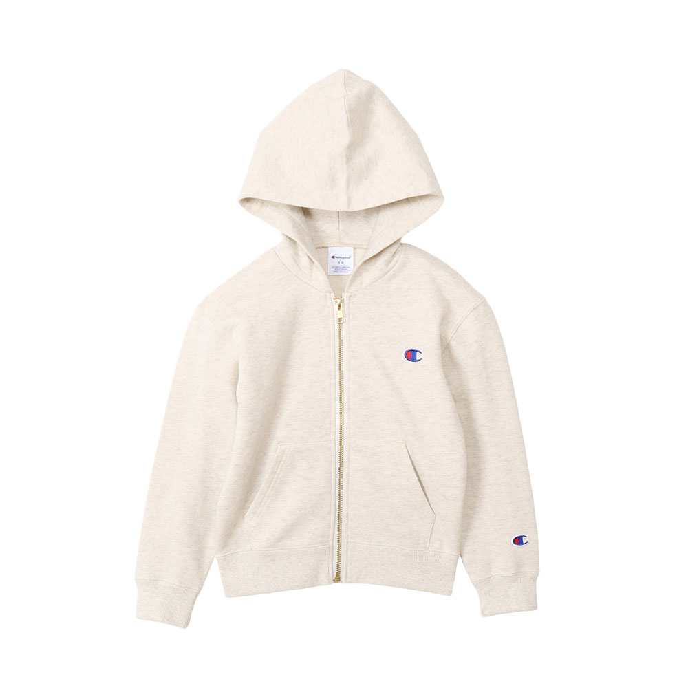 チャンピオン Champion キッズ ジュニア ジップフーデッド スウェットシャツ 女の子 男の子 ベーシック(OM-オートミール-130)