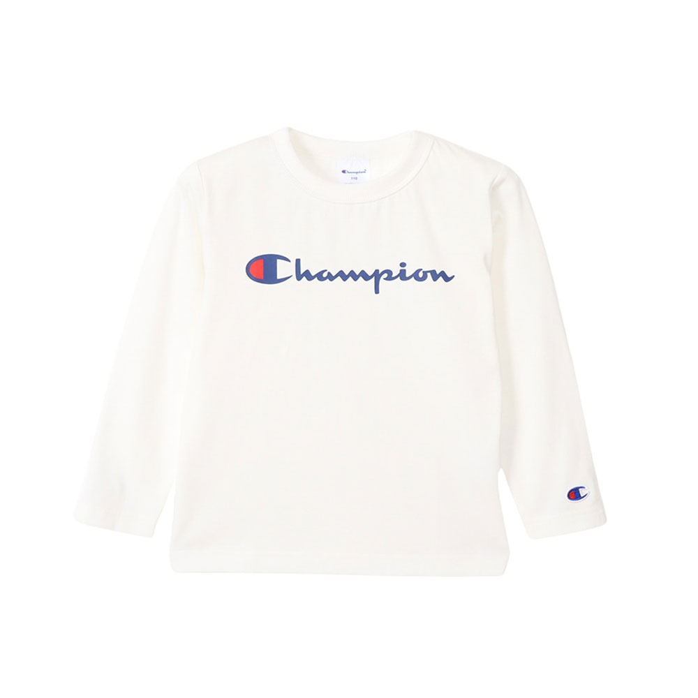 チャンピオン Champion ロングスリーブ Tシャツ ジュニア キッズ 女の子 男の子 べーシック スクリプトロゴ CK-Y402(OW-オフホワイト-130)
