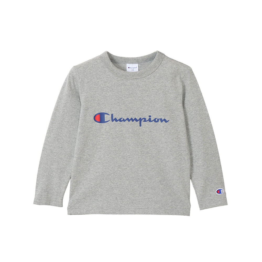 チャンピオン Champion ロングスリーブ Tシャツ ジュニア キッズ 女の子 男の子 べーシック スクリプトロゴ CK-Y402(HGY-杢グレー-130)
