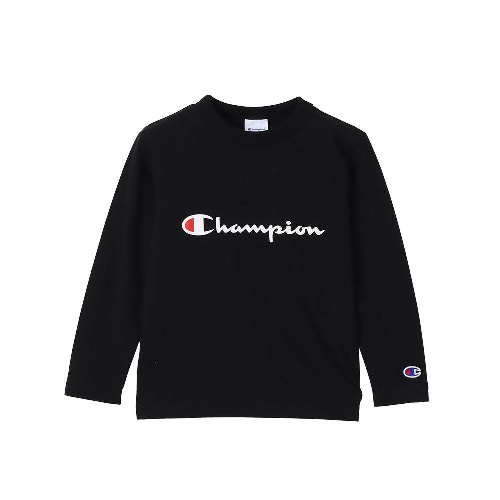 チャンピオン Champion ロングスリーブ Tシャツ ジュニア キッズ 女の子 男の子 べーシック スクリプトロゴ CK-Y402(BK-ブラック-130)