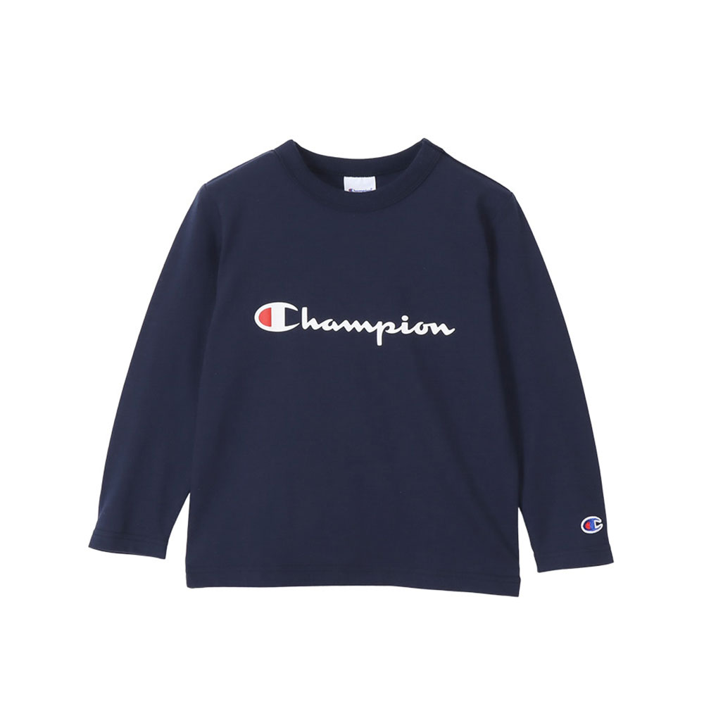 チャンピオン Champion ロングスリーブ Tシャツ ジュニア キッズ 女の子 男の子 べーシック スクリプトロゴ CK-Y402(NV-ネイビー-130)