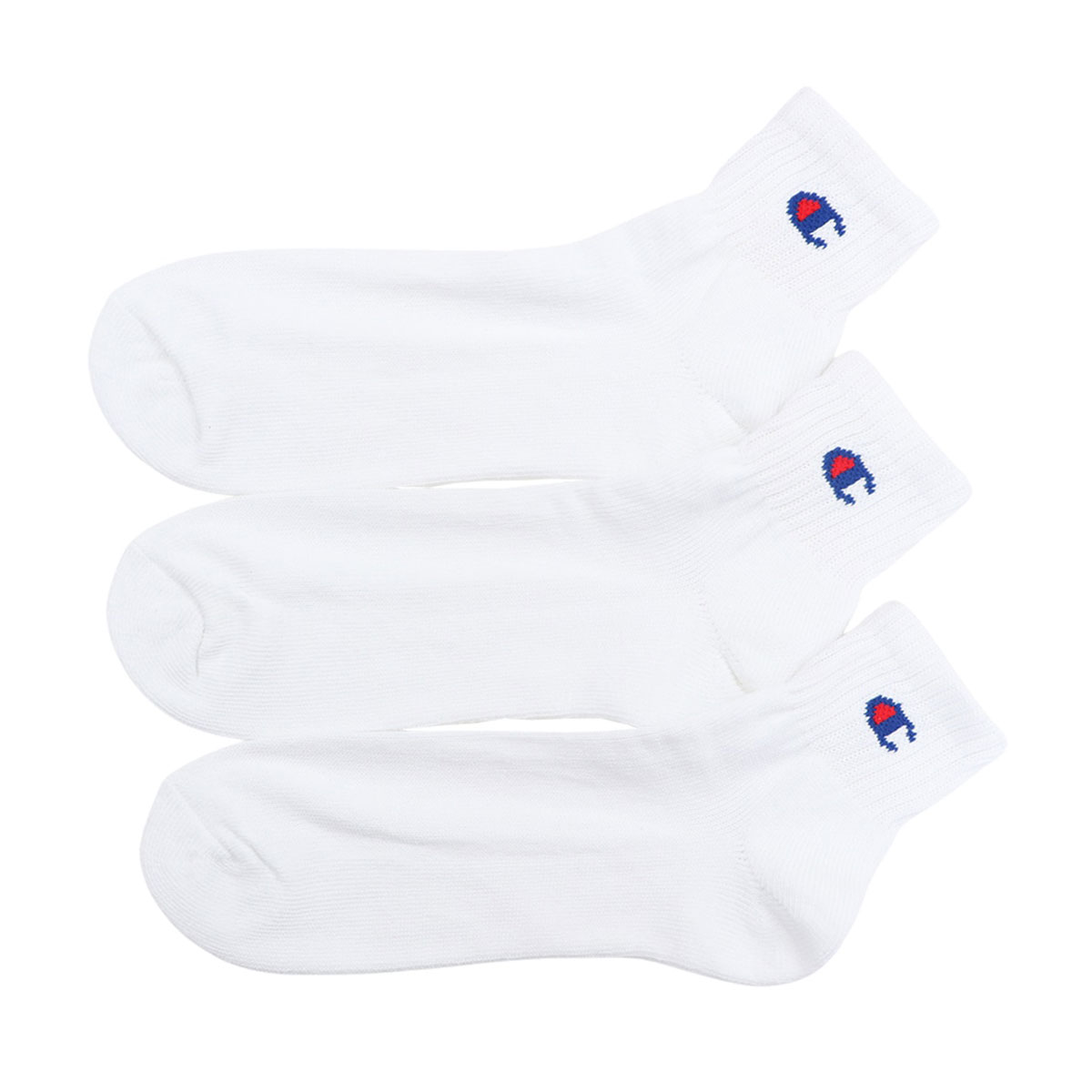 チャンピオン Champion ユニセックス クォーターレングス ソックス 3足組 メンズ レディース ハーフパイル(WHS-ホワイトSet-23-25cm)