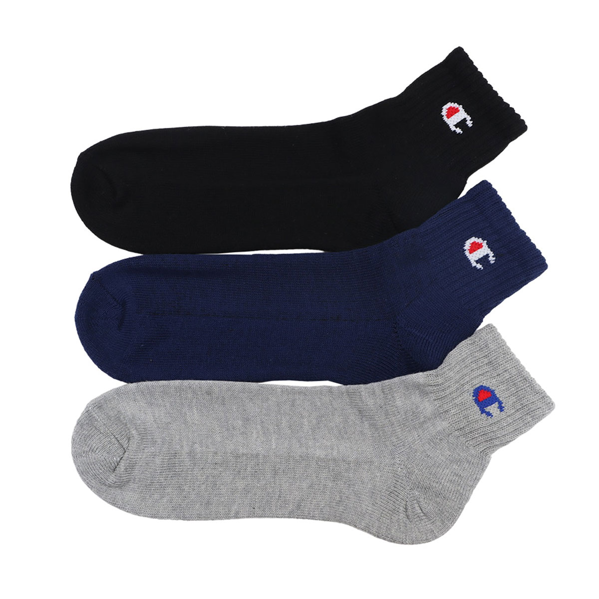 チャンピオン Champion ユニセックス クォーターレングス ソックス 3足組 メンズ レディース ハーフパイル(AS-アソートSet-23-25cm)