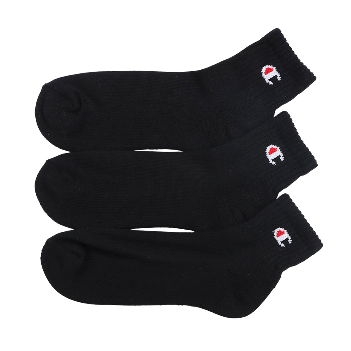 チャンピオン Champion ユニセックス クォーターレングス ソックス 3足組 メンズ レディース ハーフパイル(BKS-ブラックSet-23-25cm)