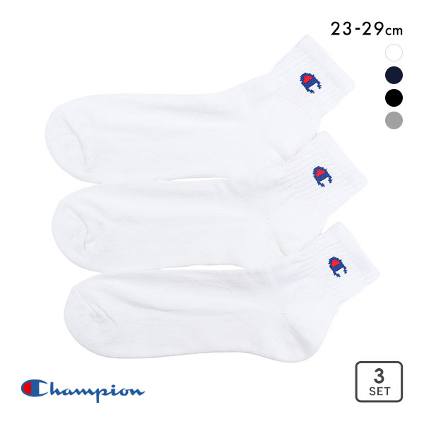 チャンピオン Champion ユニセックス クォーターレングス ソックス 3足組 メンズ レディース ハーフパイル