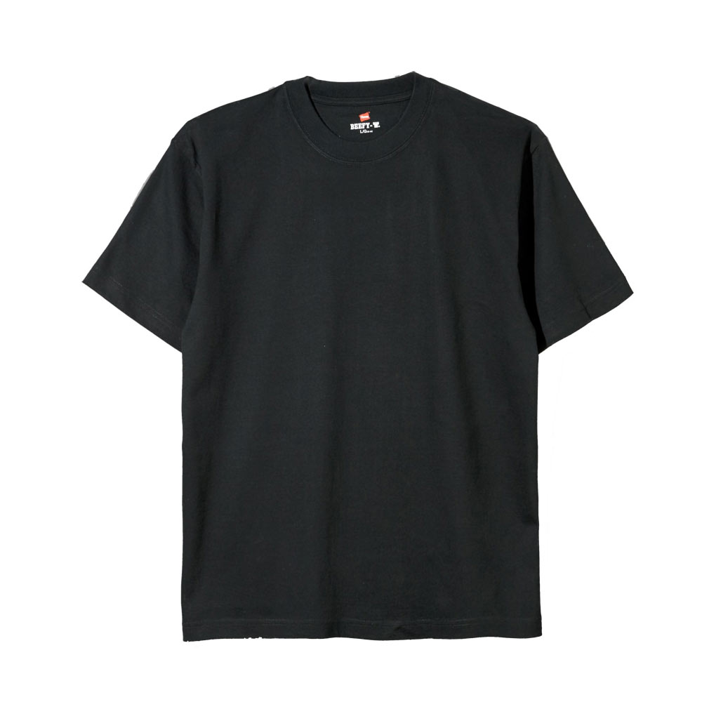 ヘインズ Hanes ビーフィー BEEFY-T ショートスリーブ クルーネックTシャツ  H5180 ヘビーウェイト 白T(BK-ブラック-XS)