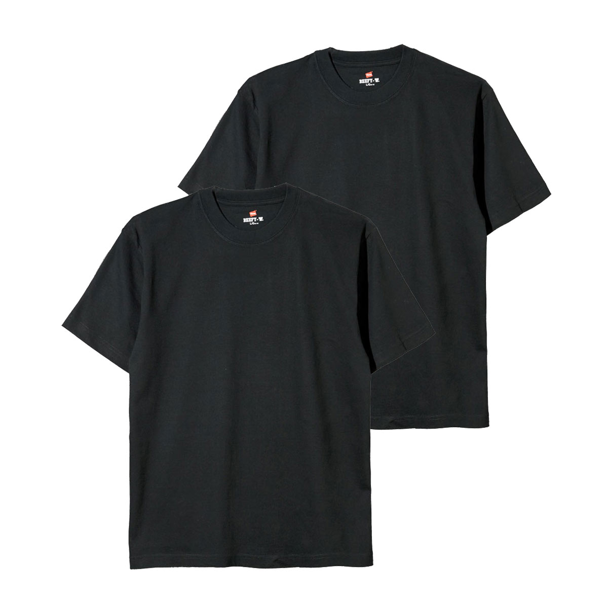 ヘインズ Hanes ビーフィー BEEFY-T 2P ショートスリーブ クルーネックTシャツ 2枚組 H5180-2 ヘビーウェイト 白T(BK-ブラック-XS)