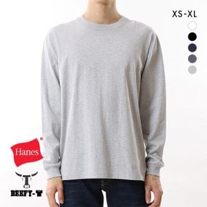 ヘインズ Hanes ビーフィー BEEFY-T クルーネック ロングスリーブ  Tシャツ 長袖 インナー H5186 ヘビーウェイト 白T