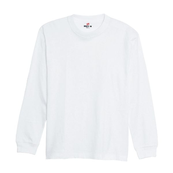 ヘインズ Hanes ビーフィー BEEFY-T クルーネック ロングスリーブ Tシャツ ビッグサイズ 長袖 インナー H5186L ヘビーウェイト 白T