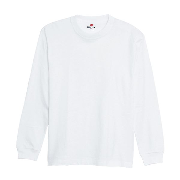 ヘインズ Hanes ビーフィー BEEFY-T クルーネック ロングスリーブ Tシャツ ビッグサイズ 長袖 インナー H5186L ヘビーウェイト 白T