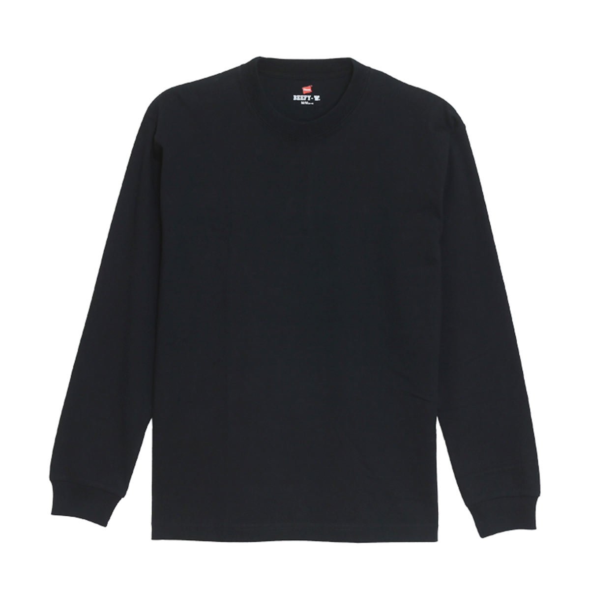 ヘインズ Hanes ビーフィー BEEFY-T クルーネック ロングスリーブ Tシャツ ビッグサイズ 長袖 インナー H5186L ヘビーウェイト 白T(BK-ブラック-XXL)