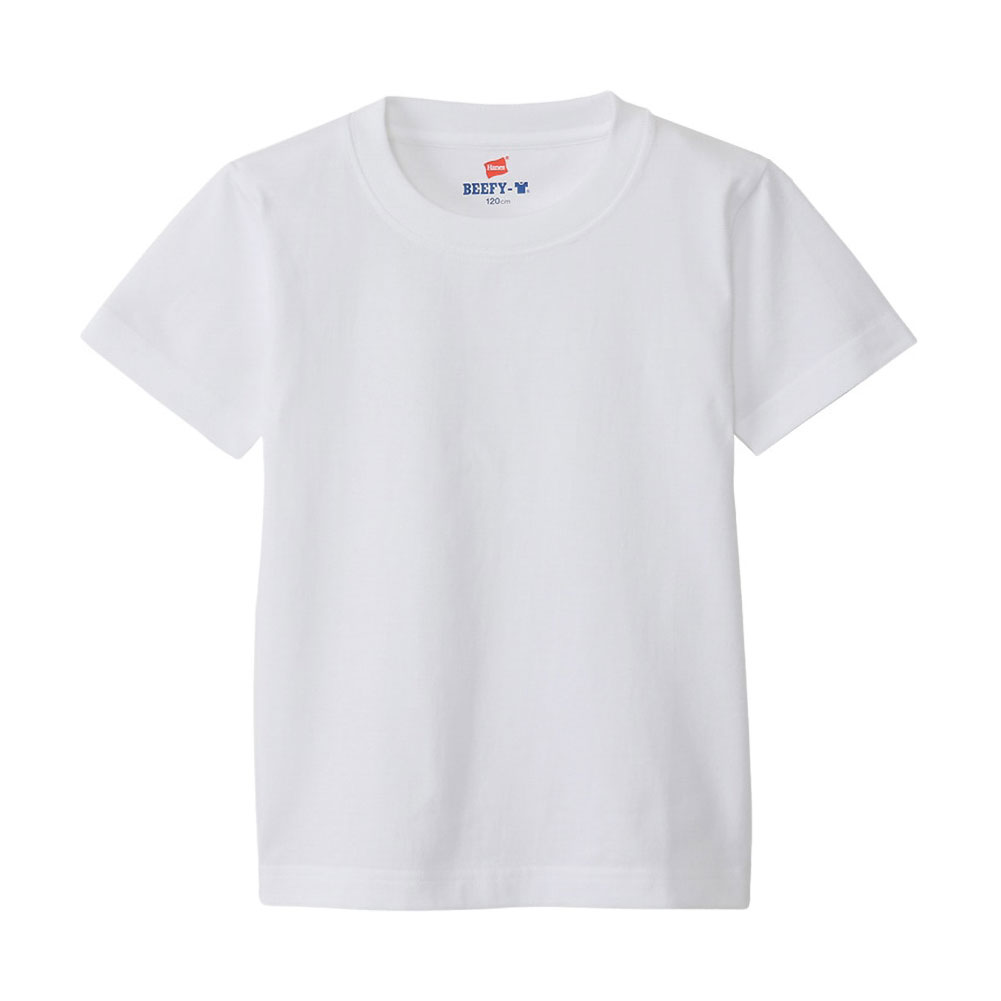 ヘインズ Hanes ビーフィー BEEFY-T キッズ ジュニア ショートスリーブ クルーネック Tシャツ 子供 男児 女児 H5380 ヘビーウェイト 白T(WH-ホワイト-120)