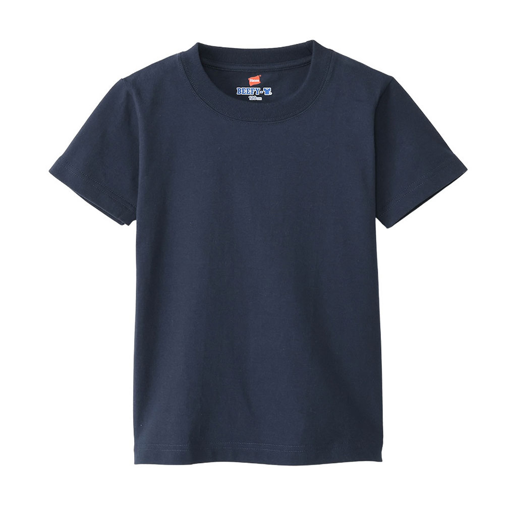 ヘインズ Hanes ビーフィー BEEFY-T キッズ ジュニア ショートスリーブ クルーネック Tシャツ 子供 男児 女児 H5380 ヘビーウェイト 白T(NV-ネイビー-120)