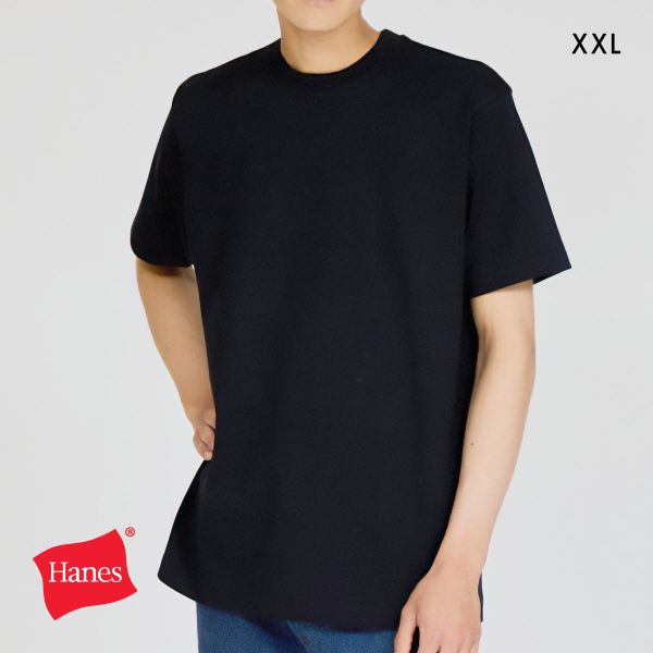 ヘインズ T-SHIRTS KURO クルーネックTシャツ XXLサイズ メンズ インナー 半袖 黒T HM1-B201 Hanes HM1-D202