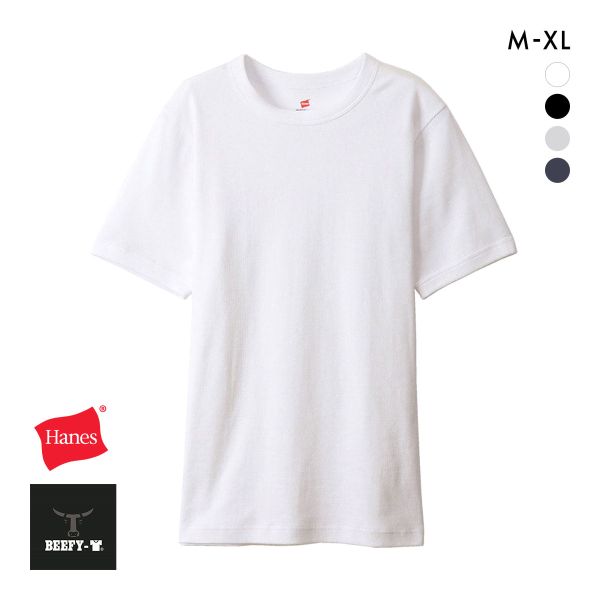 ヘインズ Tシャツ ビーフィー BEEFY リブ クルーネック メンズ トップス インナー 半袖 大きいサイズ HM1-R103 Hanes