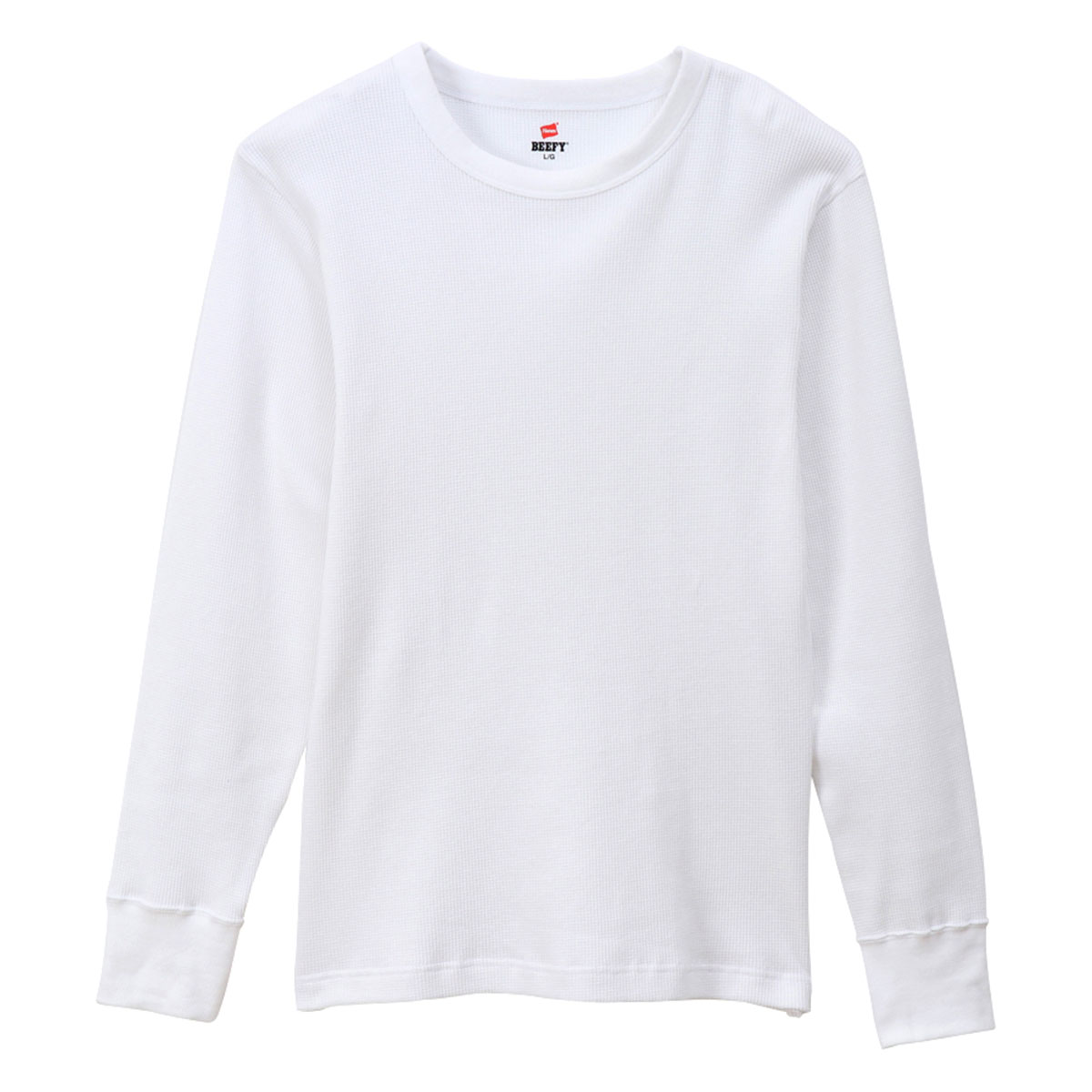 ヘインズ Hanes BEEFY サーマル 長袖 シャツ クルーネック ロングスリーブ Tシャツ メンズ(WH-ホワイト-S)