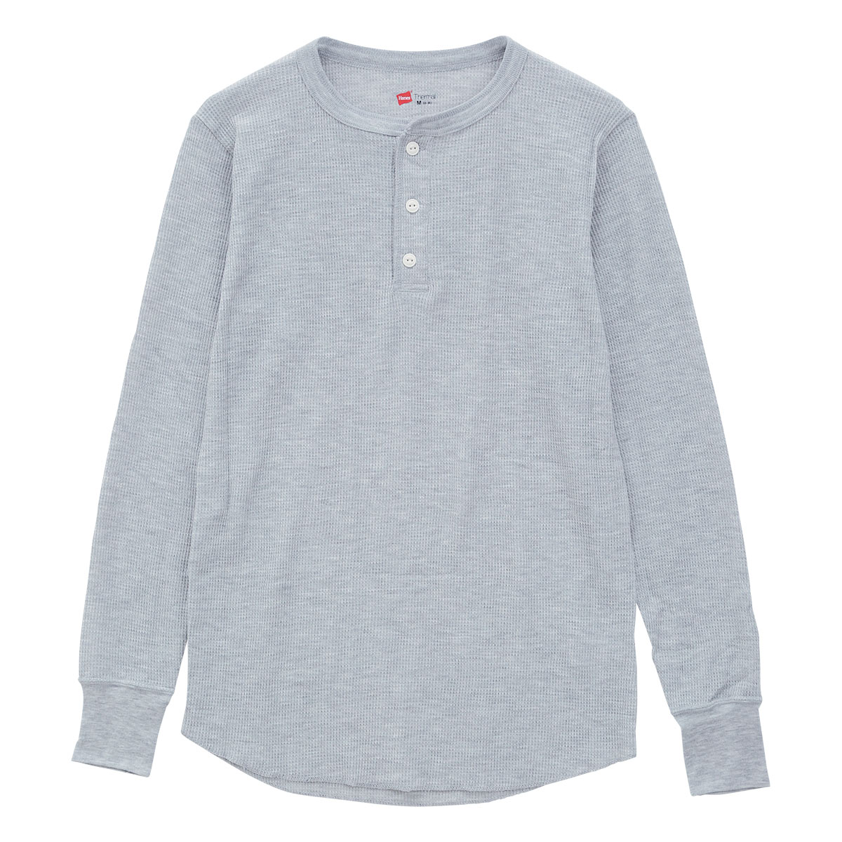 ヘインズ Hanes サーマル 長袖 シャツ ヘンリーネック ロングスリーブ Tシャツ メンズ サーマル HM4-Q502(GY-グレー-M)