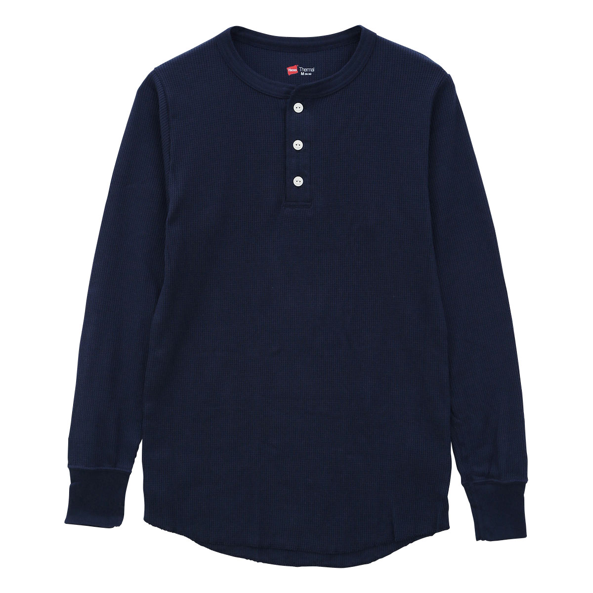 ヘインズ Hanes サーマル 長袖 シャツ ヘンリーネック ロングスリーブ Tシャツ メンズ サーマル HM4-Q502(NV-ネイビー-M)