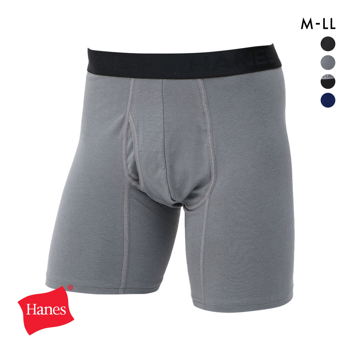ヘインズ Hanes COMFORT FLEX FIT シンプル ボクサーパンツ メンズ 前あき HM6EQ101(GY-グレー-M)