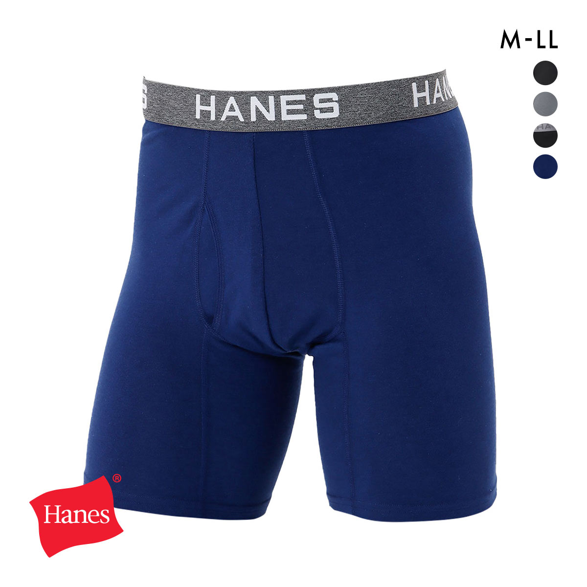 ヘインズ Hanes COMFORT FLEX FIT シンプル ボクサーパンツ メンズ 前あき HM6EQ101(NV-ネイビー-M)