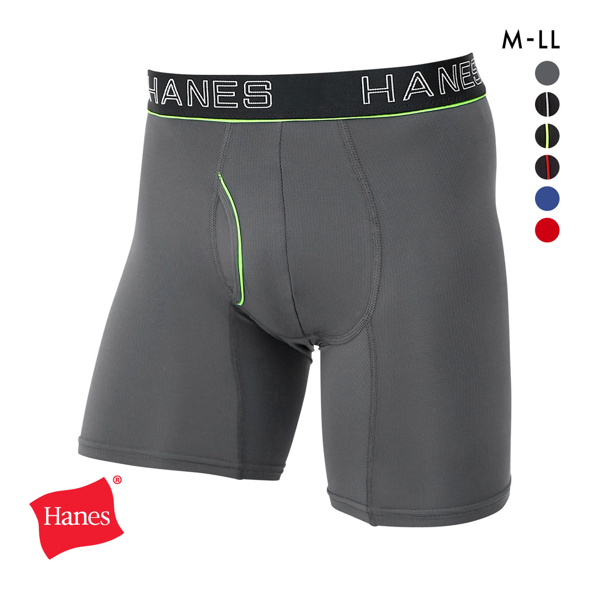 ヘインズ Hanes COMFORT FLEX FIT メッシュ ボクサーパンツ メンズ 前あき HM6EQ102 カンガルーポーチ設計(CGY-チャコールグレー-M)