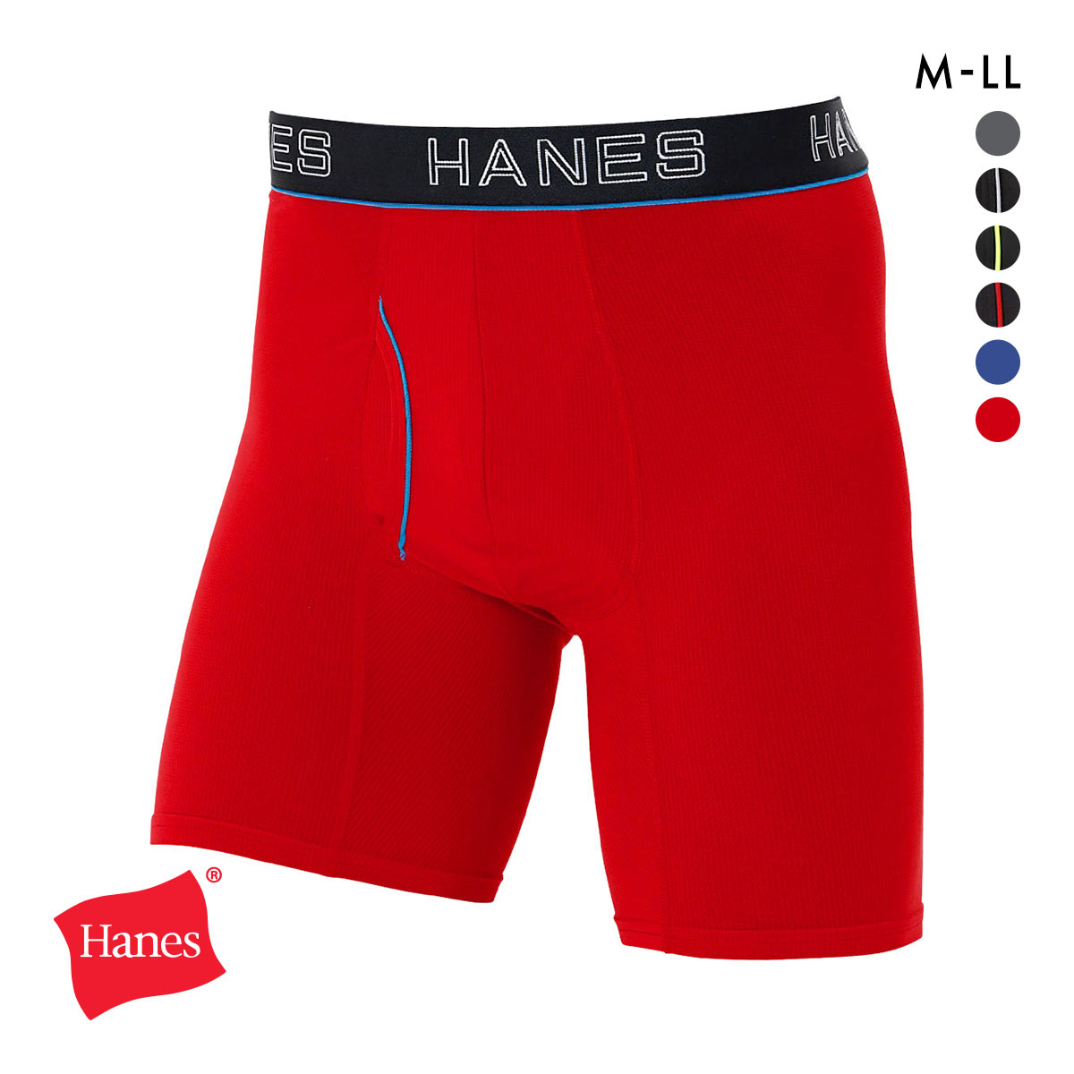 ヘインズ Hanes COMFORT FLEX FIT メッシュ ボクサーパンツ メンズ 前あき HM6EQ102 カンガルーポーチ設計(RE-レッド-M)
