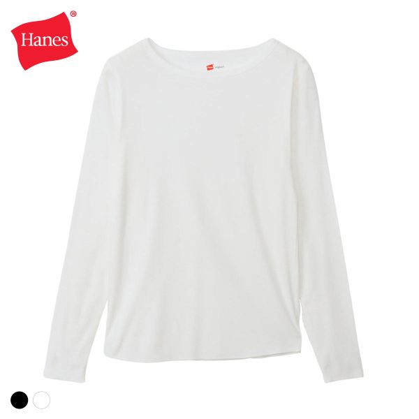 ヘインズ Hanes originals ホットコットン クルーネック ロングスリーブシャツ レディース 長袖 インナー 綿100％