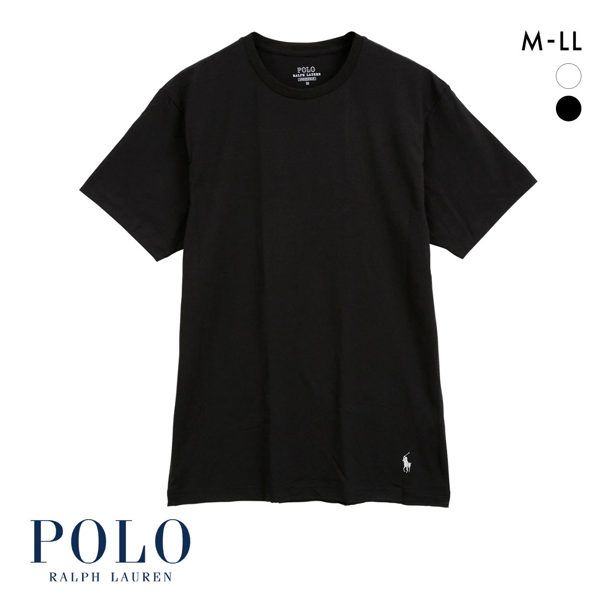 ポロ ラルフ ローレン クルーネック Tシャツ 半袖 メンズ アンダーウェア POLO RALPH LAUREN(BK-ブラック-M)