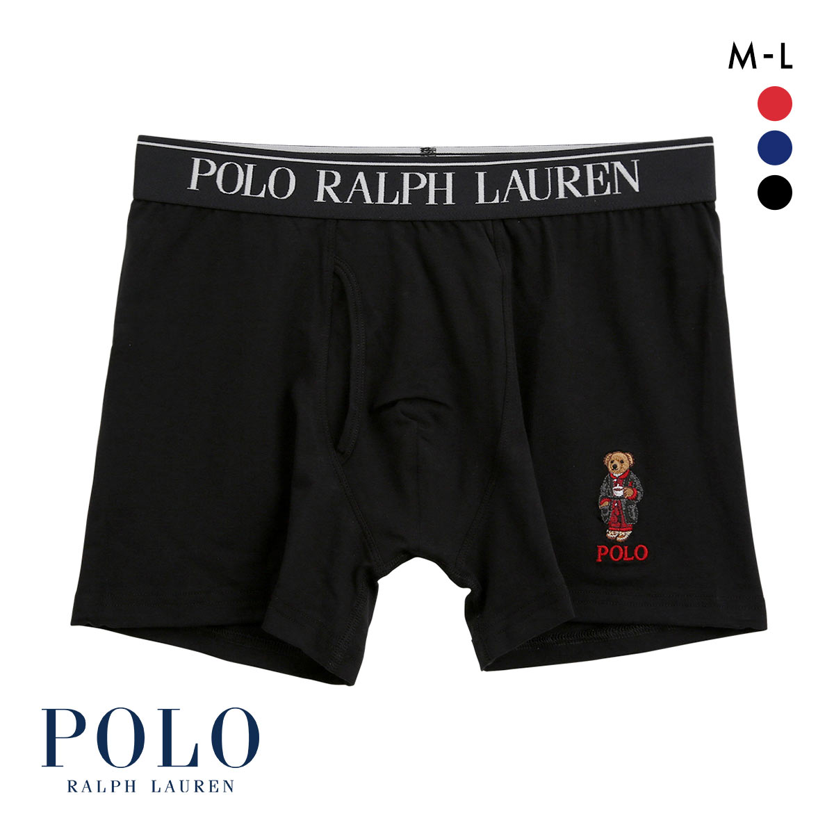 ポロ ラルフ ローレン ボクサーパンツ メンズ アンダーウェア POLO RALPH LAUREN Fall Morning Robe Bear Embroidery Boxer Brief(BK-ブラック-M)