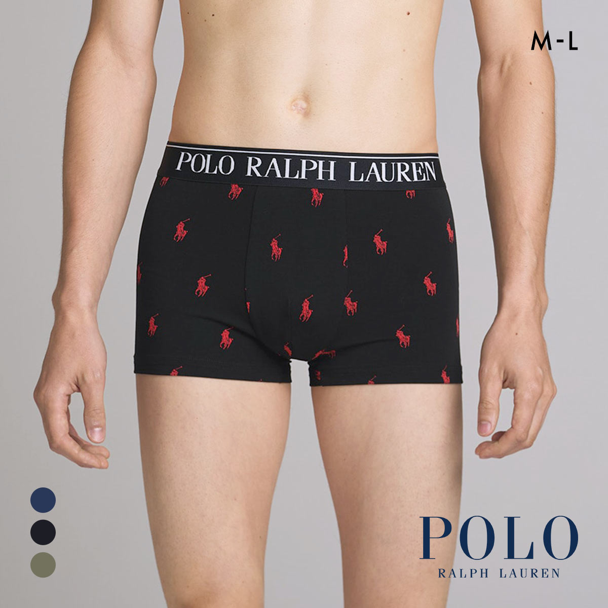 ポロ ラルフ ローレン PP Printed Short Boxer PPプリント ショート ボクサーパンツ メンズ POLO RALPH LAUREN 前開き(BK-ブラック-M)