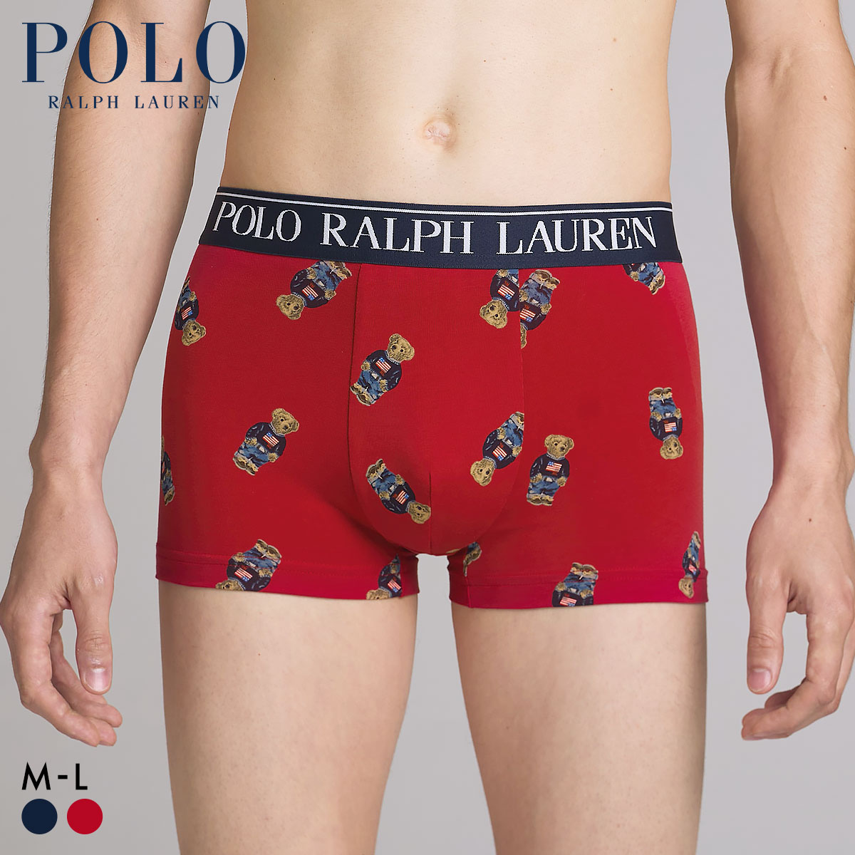 ポロ ラルフ ローレン Core Flag Sweater Allover Printed Short Boxer ショート ボクサーパンツ メンズ POLO RALPH LAUREN 前閉じ(RE-レッド-M)