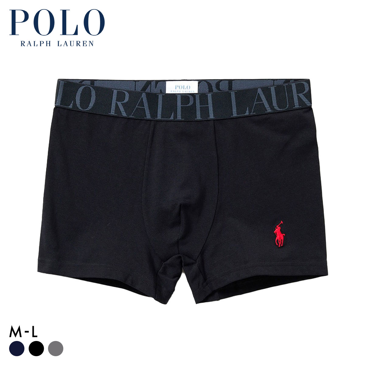ポロ ラルフ ローレン Solid Short Boxer Brief ショート ボクサーパンツ 前とじ メンズ アンダーウェア POLO RALPH LAUREN(BK-ブラック-M)