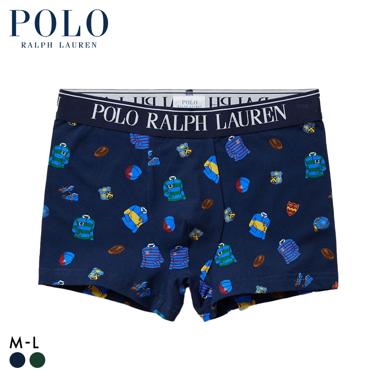 ポロ ラルフ ローレン Collegiate Printed Short Boxer ショート ボクサーパンツ メンズ POLO RALPH LAUREN 前閉じ(NV-ネイビー-M)