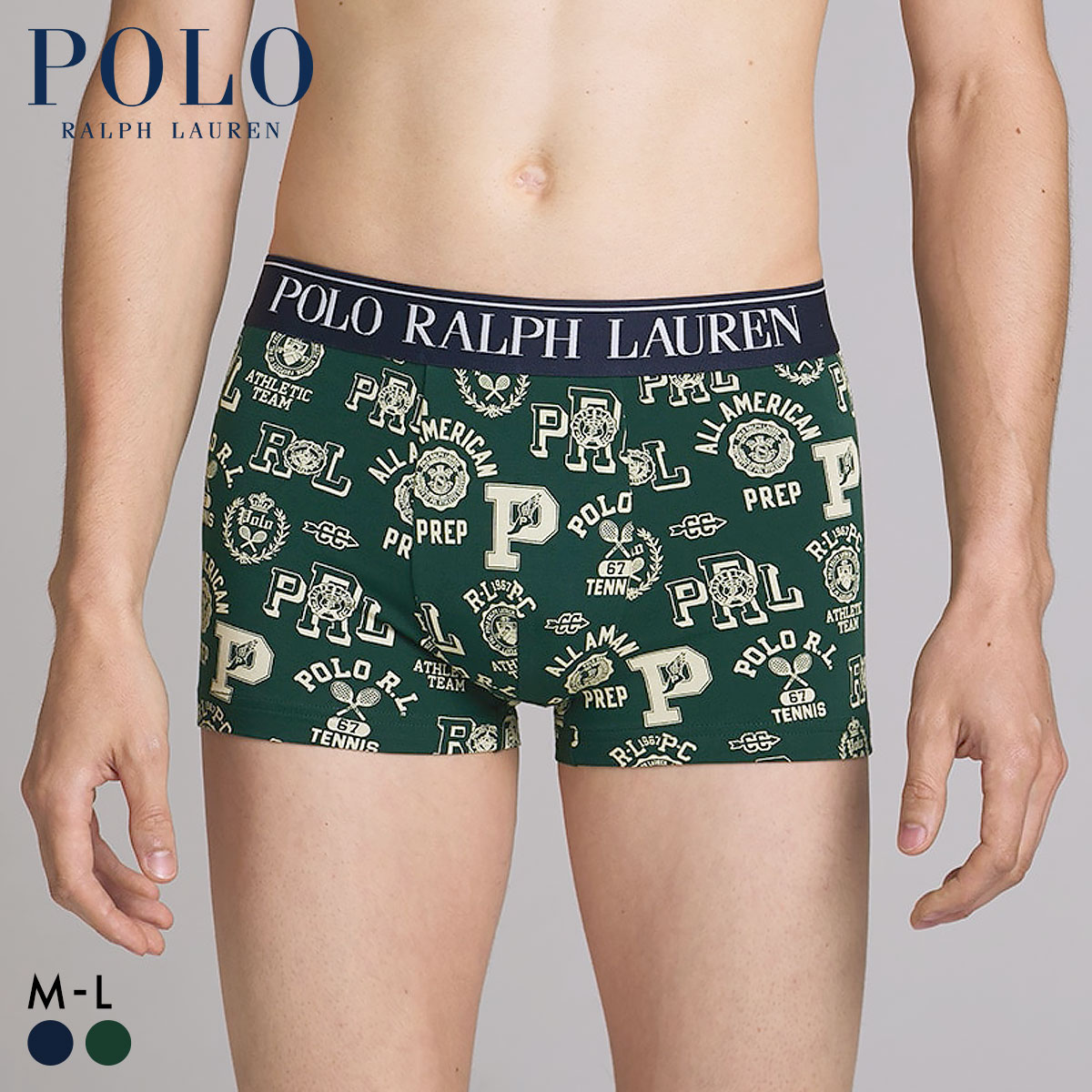 ポロ ラルフ ローレン Collegiate Printed Short Boxer ショート ボクサーパンツ メンズ POLO RALPH LAUREN 前閉じ(GR-グリーン-M)