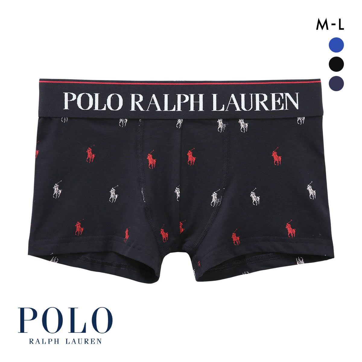 ポロ ラルフ ローレン POLO RALPH LAUREN Multi PP Printed Low Rise Boxer ローライズ ボクサーパンツ メンズ アンダーウェア(BK-ブラック-M)
