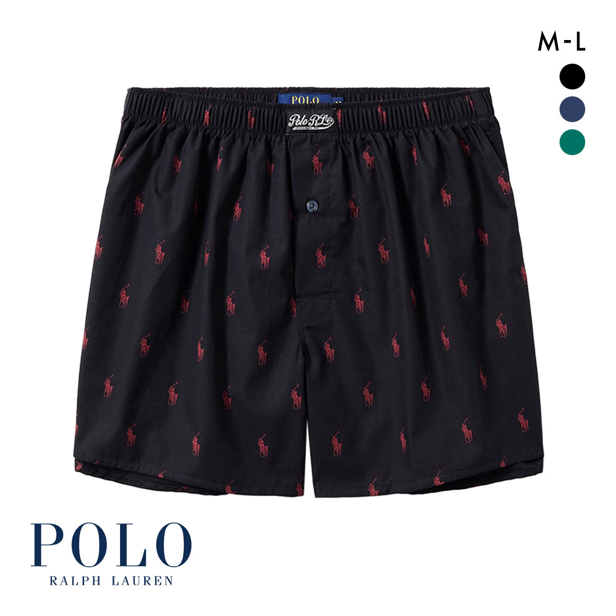 ポロ ラルフ ローレン トランクス メンズ アンダーウェア  POLO RALPH LAUREN AOPP Printed Woven Boxer(BK-ブラック-M)