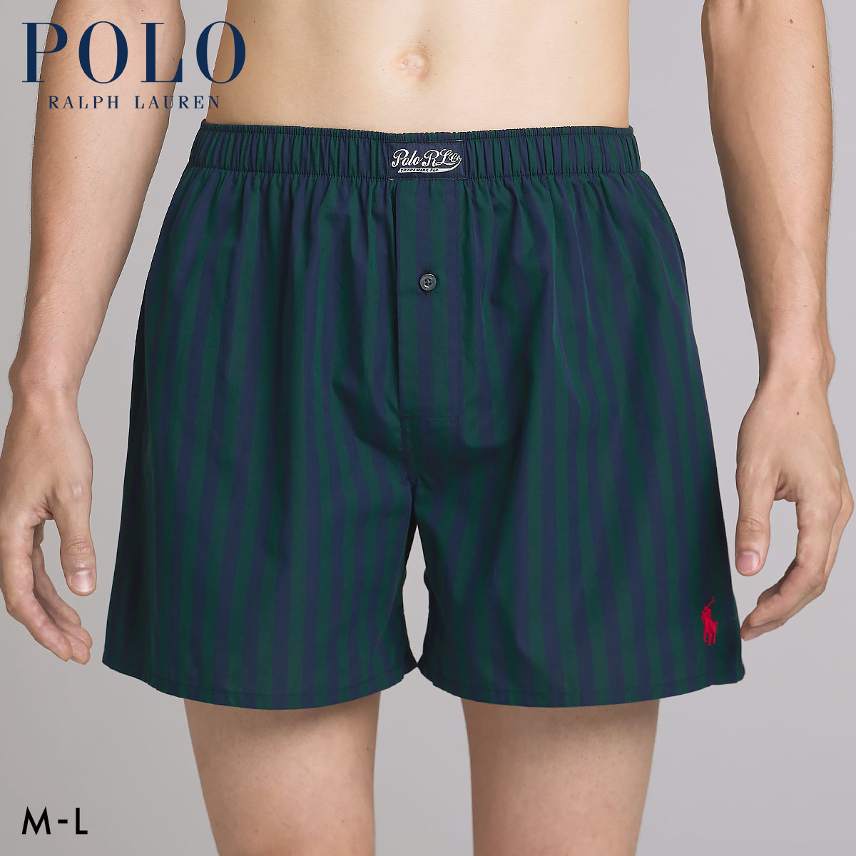 ポロ ラルフ ローレン Tie Stripe Woven Boxer トランクス 前あき メンズ アンダーウェア POLO RALPH LAUREN(GR-グリーン-M)