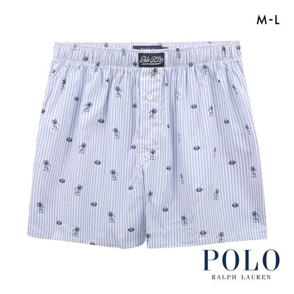 ポロ ラルフ ローレン Tick Stripe Football Printed Woven Boxer トランクス 前あき メンズ アンダーウェア POLO RALPH LAUREN