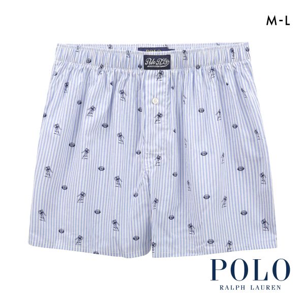 ポロ ラルフ ローレン Tick Stripe Football Printed Woven Boxer トランクス 前あき メンズ アンダーウェア POLO RALPH LAUREN