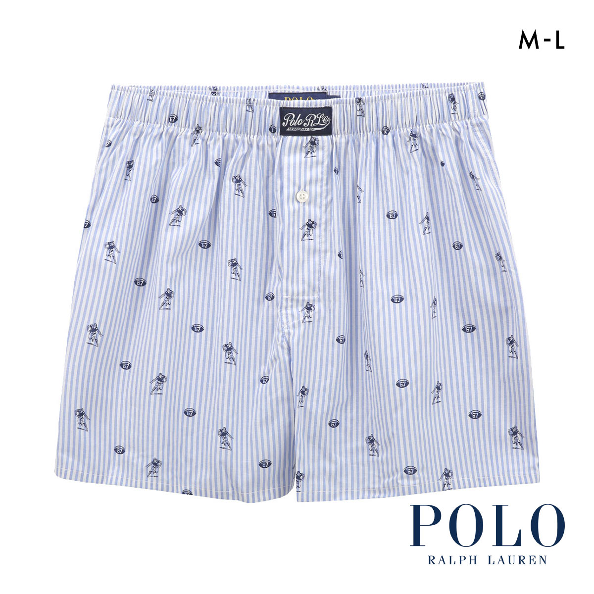 ポロ ラルフ ローレン Tick Stripe Football Printed Woven Boxer トランクス 前あき メンズ アンダーウェア POLO RALPH LAUREN