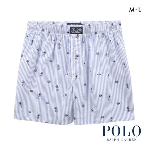 ポロ ラルフ ローレン Tick Stripe Football Printed Woven Boxer トランクス 前あき メンズ アンダーウェア POLO RALPH LAUREN