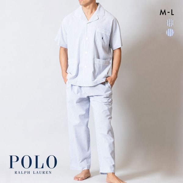 ポロ ラルフ ローレン Seersucker Pajama シアサッカー 半袖パジャマセット メンズ スリープウェア POLO RALPH LAUREN