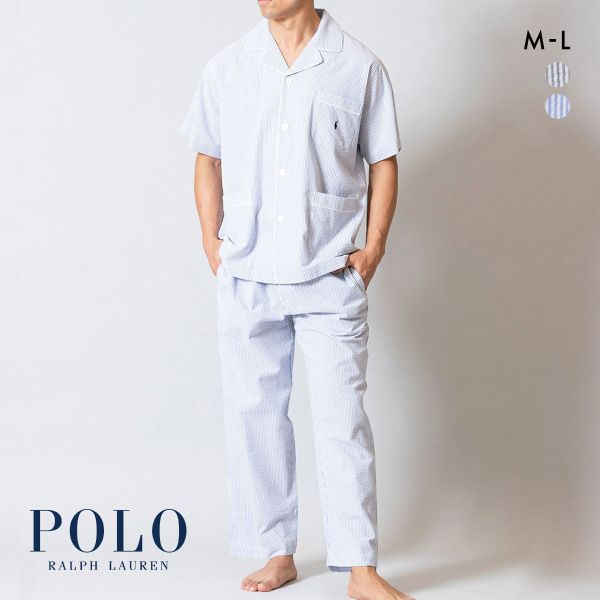 ポロ ラルフ ローレン Seersucker Pajama シアサッカー 半袖パジャマセット メンズ スリープウェア POLO RALPH LAUREN
