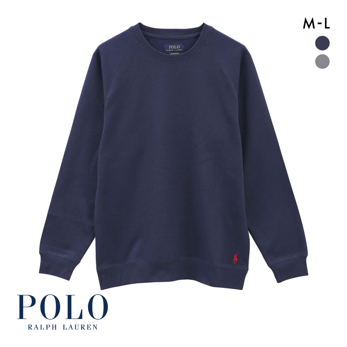 ポロ ラルフ ローレン ブラッシュドフリース ロングスリーブ クルーネック トップス メンズ ラウンジウェア POLO RALPH LAUREN(NV-ネイビー-M)